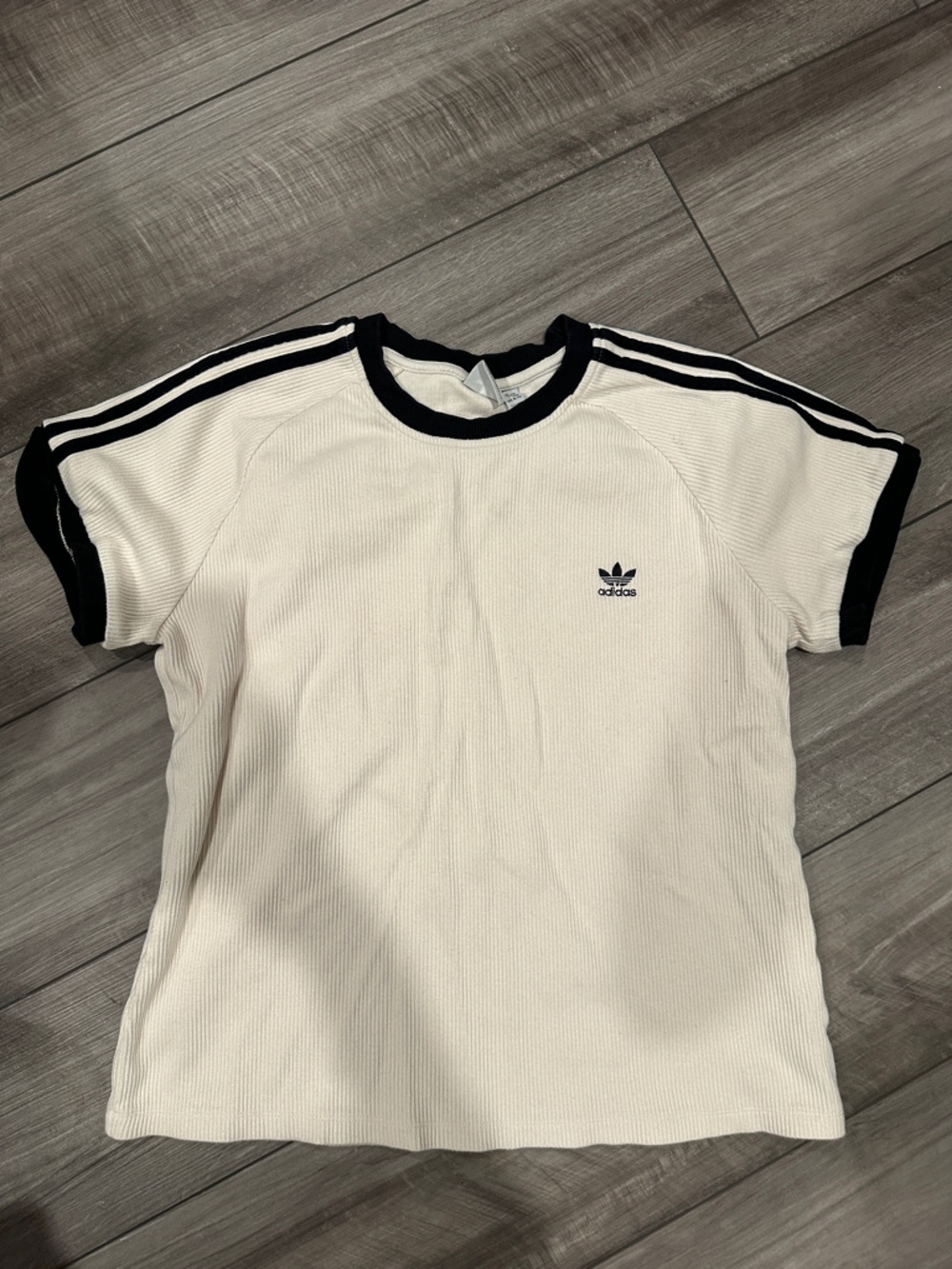adidas Cream Ribbed thick tee (XL)